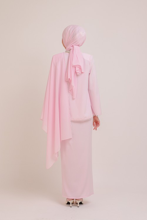 Dinda Light Pink With  Lace Shawl