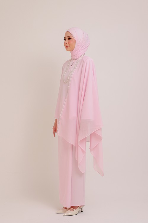 Dinda Light Pink With  Lace Shawl