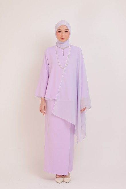 Dinda Purple With Lace Shawl