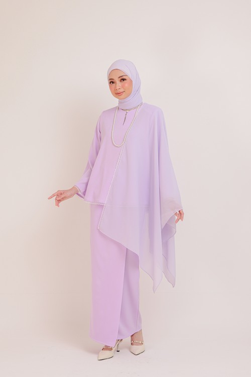 Dinda Purple With Lace Shawl