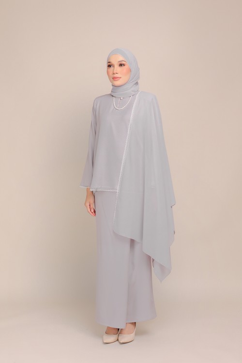 Dinda Light Grey With Lace Shawl