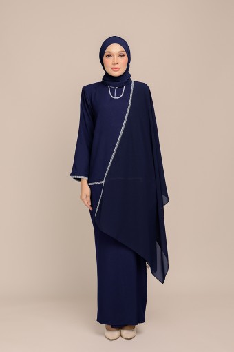 Dinda Navy Blue with Lace Shawl