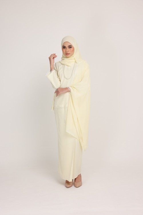 Dinda Light Yellow with Lace Shawl