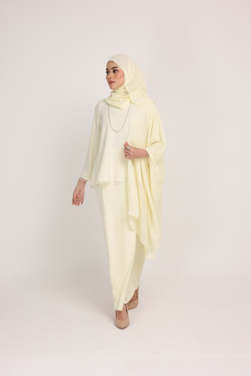 Dinda Light Yellow with Lace Shawl