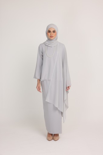 Dinda Dusty Grey With Lace Shawl