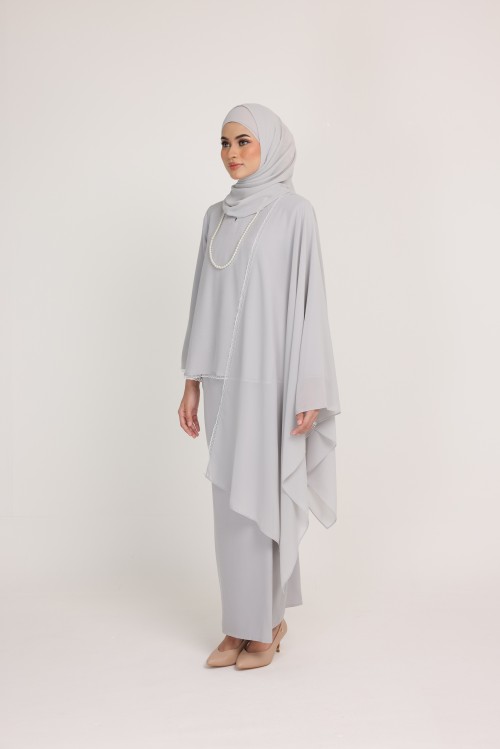 Dinda Dusty Grey With Lace Shawl