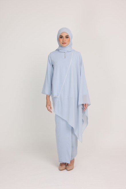 Dinda Soft Blue with Lace Shawl