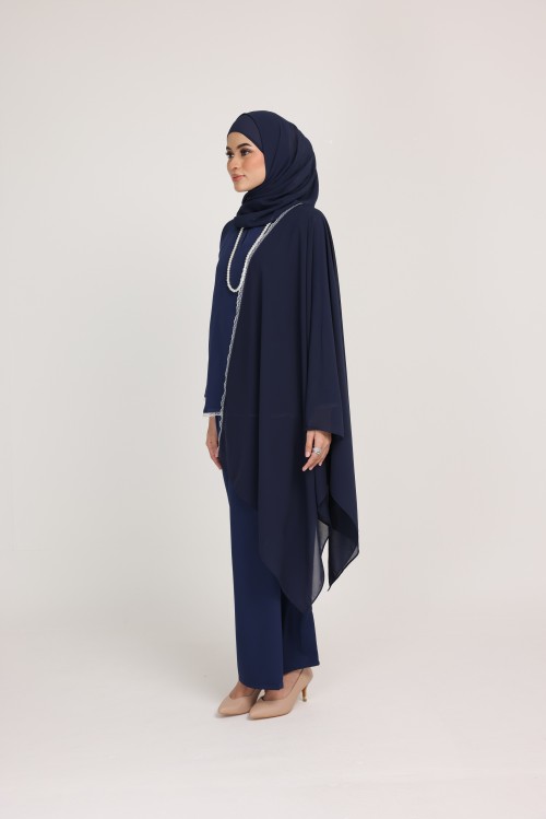 Dinda Navy Blue with Lace Shawl