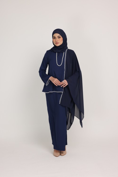 Dinda Navy Blue with Lace Shawl